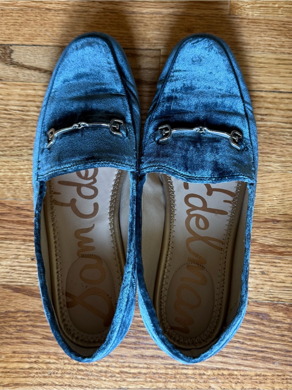 EUC Women's Sam Edelman Loraine Bit Loafer Blue Velvet Size 8W